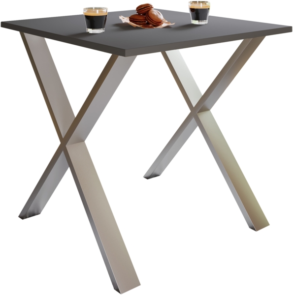 VCM Esstisch Xona 919674 Silber / Anthrazit H. 76 x B. 80 x T. 50 cm