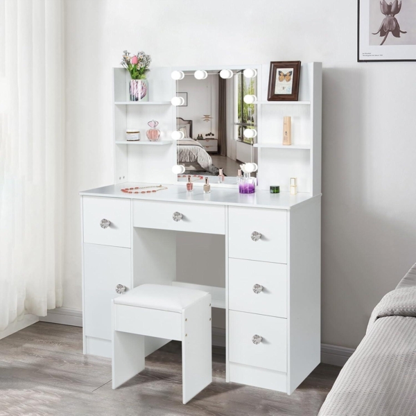 Schminktisch LED-Beleuchtung Frisiertisch Make-up Spiegel Kosmetiktisch 3 Farben