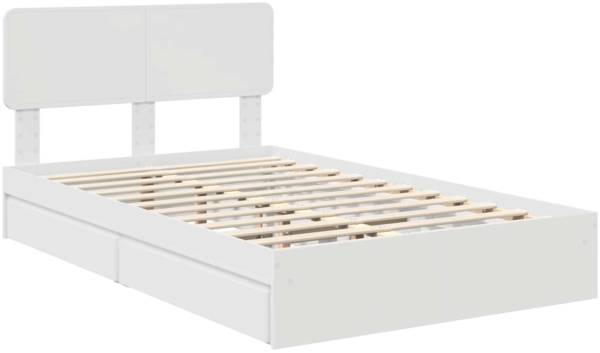 vidaXL Aufbewahrungsbett mit Kopfteil Weiß 135x190 cm Holzwerkstoff 3412283 Bild 3