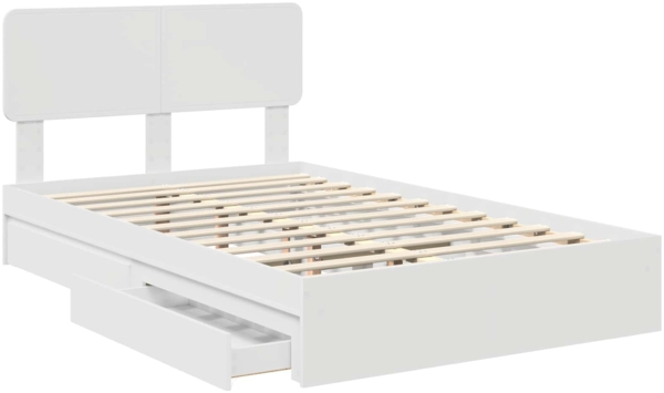 vidaXL Aufbewahrungsbett mit Kopfteil Weiß 135x190 cm Holzwerkstoff 3412283 Bild 4