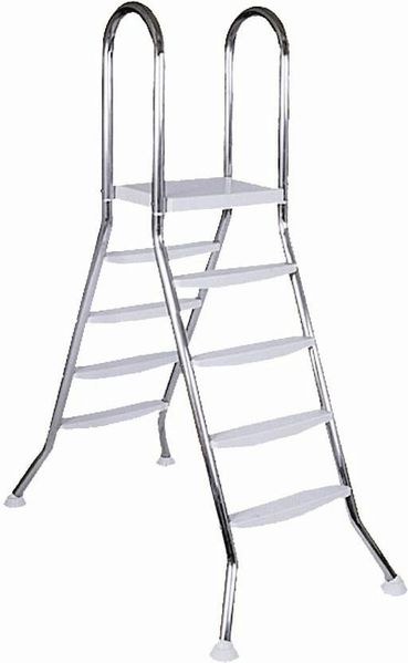 Steinbach Pool-Leiter, 8 Stufen, für Pools mit 120 - 135 cm Höhe, Edelstahl Silber