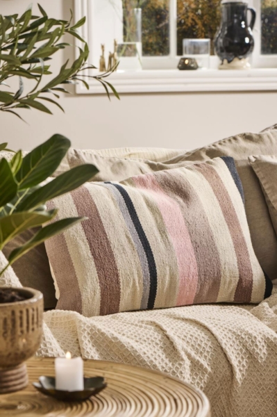 Ib Laursen - Kissenbezug Kissenhülle 40x60cm Grau Braun Rosa Gestreift 6426-00 Bild 2