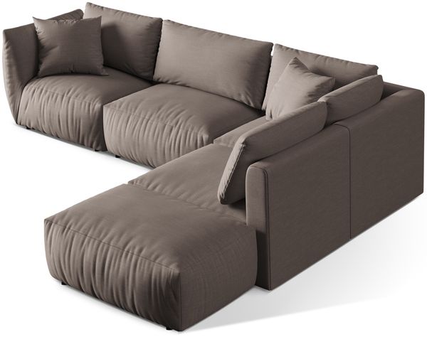 Micadoni Modulares Ecksofa Chris 4-Sitzer Rechts Strukturierter Stoff Warmes Grau Bild 3