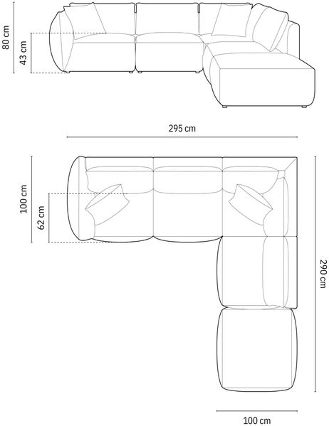 Micadoni Modulares Ecksofa Chris 4-Sitzer Rechts Strukturierter Stoff Warmes Grau Bild 6