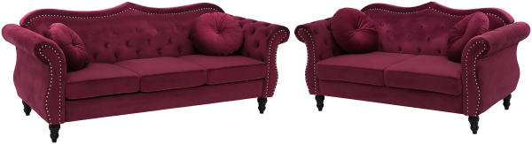 SKIEN Sofa Set 5-Sitzer, Samtstoff, dunkelrot