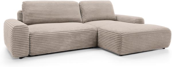 Selsey 'Alferia' Ecksofa mit Schlaffunktion, Breitcord-Bezug, beige, rechtsseitig, 82 x 264 x 162 cm