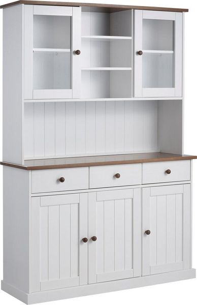 Buffet Vitrine Westerland 5-türig im Landhausstil - Massivholz