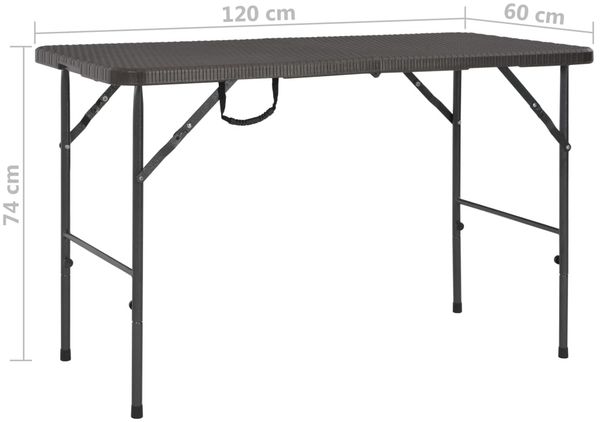 vidaXL Gartentisch Klappbar Braun 120x60x74 cm HDPE Rattan-Optik 44553 Bild 6