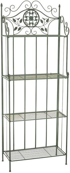 CLP Pflanzenregal Metall klappbar Flora, Blumenregal 4 Ebenen, Standregal,antik-grün