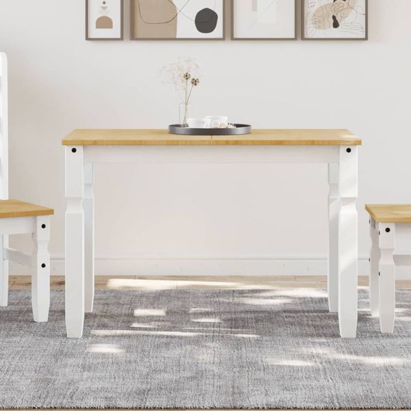 vidaXL Esstisch Corona Weiß 112x60x75 cm Massivholz Kiefer 4005716