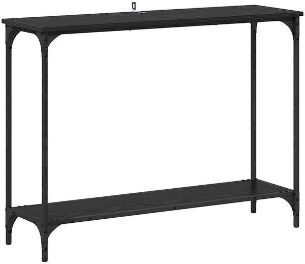 Konsolentisch, Beistelltisch, Konsole mit Regal Schwarz Eichen-Optik 101 x 30.5 x 75 cm