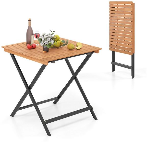 COSTWAY Gartentisch, klappbar wetterfest Beistelltisch Holz 70 x 70 x 73 cm
