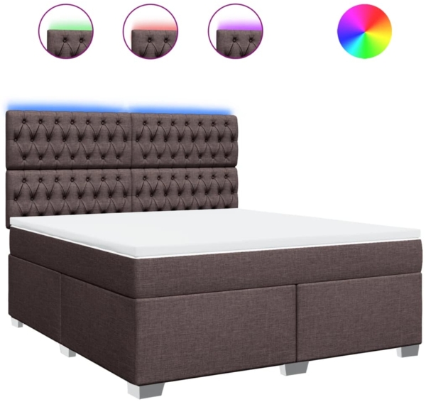 vidaXL Boxspringbett mit Matratze Dunkelbraun 180x200 cm Stoff 3292877
