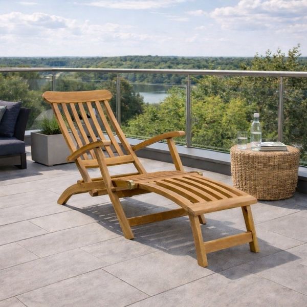 Klassischer Teak 4-Positionen-Liegestuhl RELIFE
