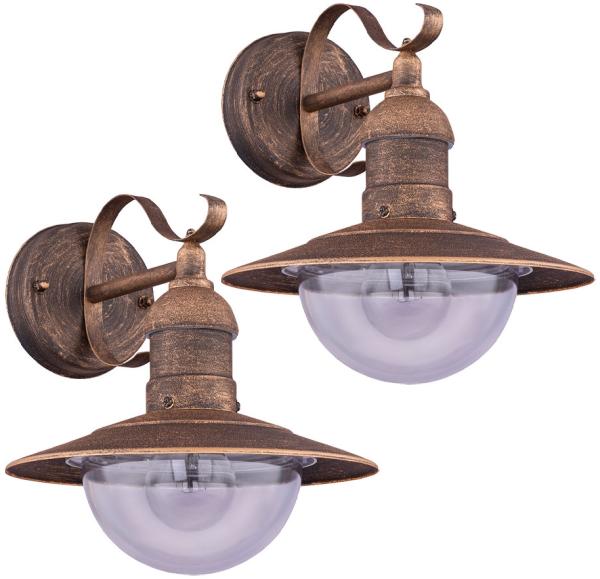 2er Set Außen-Wandleuchte, gold patiniert, H 30 cm