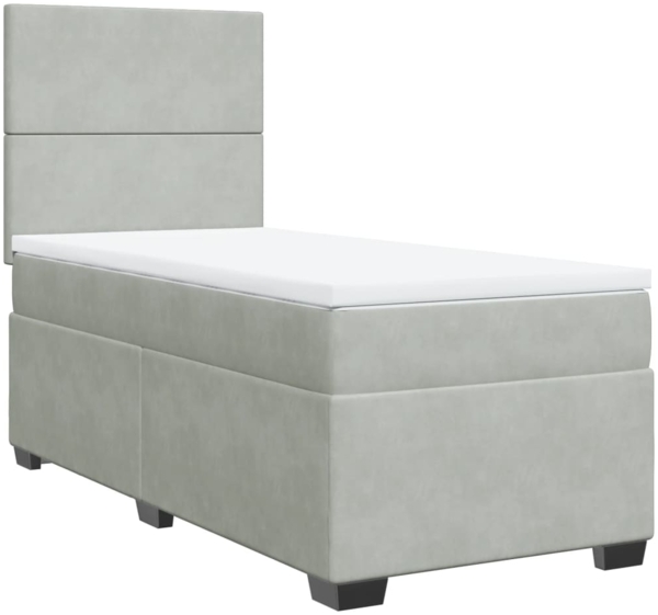 vidaXL Boxspringbett mit Matratze Hellgrau 100x200 cm Samt 3290828