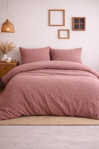Sandiik Bettwäsche Musselin Bettwäsche in Altrosa aus Biobaumwolle, Biobaumwolle, 100% Biobaumwolle, Super Soft zur Haut, Made in Stuttgart