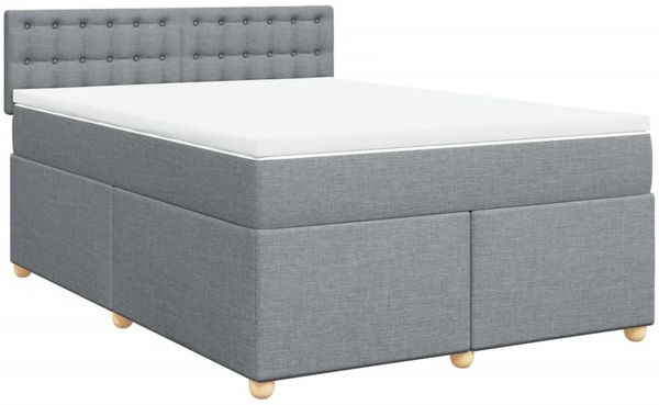 vidaXL Boxspringbett mit Matratze Hellgrau 140x190 cm Stoff 3288989 Bild 3