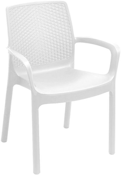 Dmora Outdoor-Stuhl Asha, Gartensitz, Stuhl für Esstisch, Outdoor-Sessel mit Rattan-Effekt, 100 % Made in Italy, 54 x 60 x 82 cm, Weiß