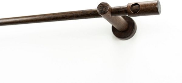 GARESA Gardinenstange PANDRI, Ø 20 mm, 1-läufig, Wunschmaßlänge, mit Bohren, verschraubt, Holzwerkstoff, Vorhanggarnitur, verlängerbar, gerader Knopf mit Ausschnitt