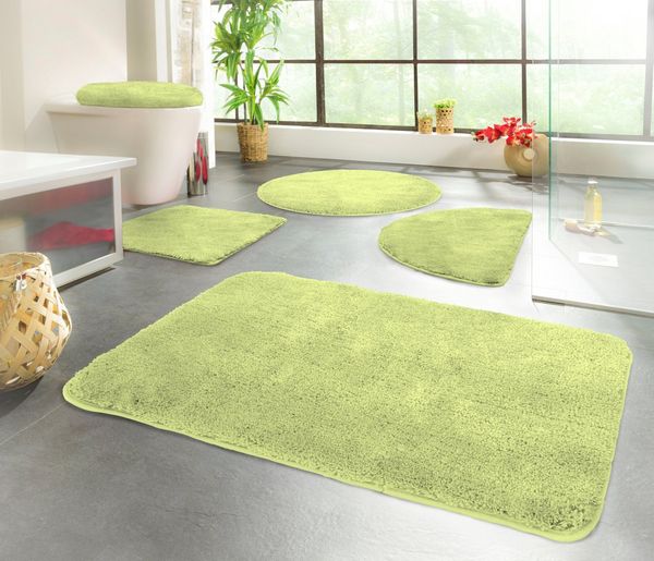 KiNZLER Badematte Chaozhou, Höhe 20 mm, rutschhemmend beschichtet, fußbodenheizungsgeeignet, Polyester, WC-Vorleger mit Ausschnitt, Badteppich, Uni Farben, weich, als rechteckig, rund & Set erhältlich