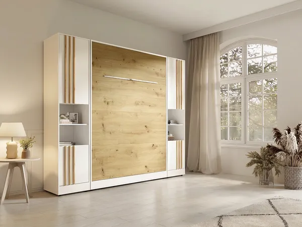 Vente-unique - RAPILI Bett Holz, Platte BeigeWeiß - B 51,2 cm239,2 cm x H 225,2 cm x L 259 cm