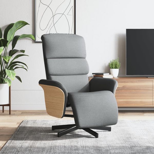 vidaXL Relaxsessel mit Fußteil Hellgrau Stoff 356601