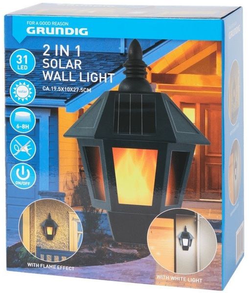 Grundig LED Außen-Wandleuchte Grundig Solar Wandleuchte 31 LED Außen Garten 2in1 Lampe, LED fest integriert, Solarbetrieben