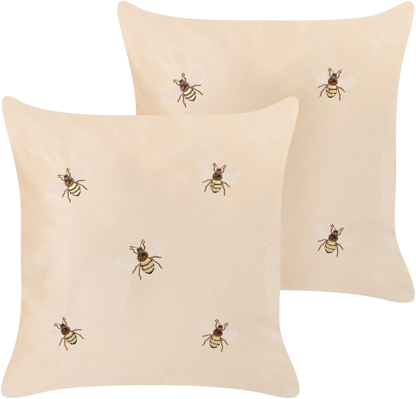 Kissen 2er Set Tiermuster TALINUM Samtstoff 45 x 45 cm Beige