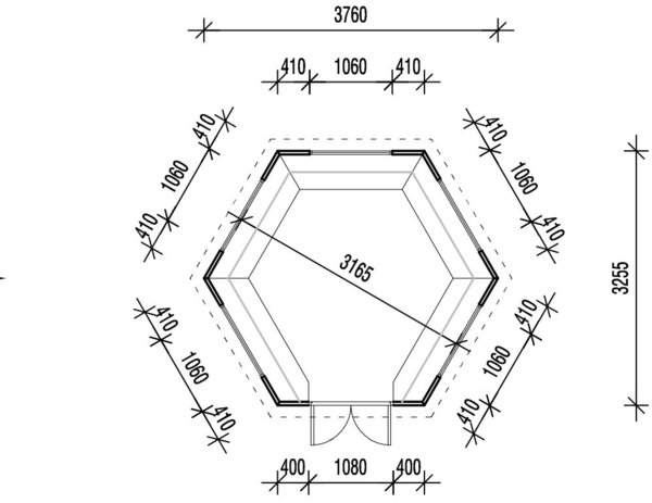 6-Eck Grillpavillon Gunnar 9m² Natur Bild 4