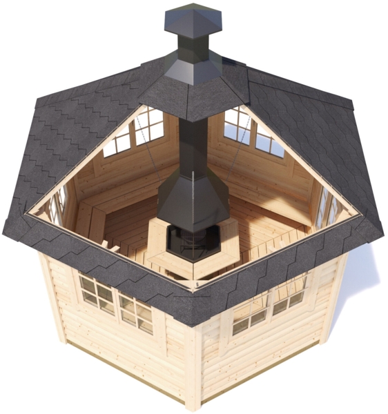 6-Eck Grillpavillon Gunnar 9m² Natur Bild 2