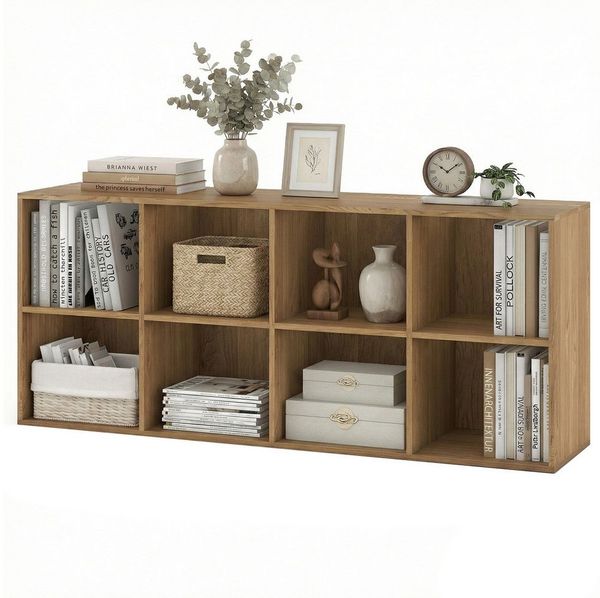 KOMFOTTEU Bücherregal, Würfelregal mit 8 Würfelfächern, 121,5 x 29 x 61 cm