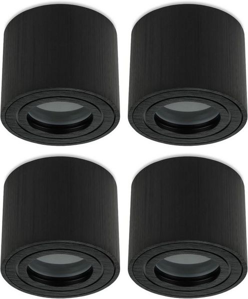 Sweet LED Aufbauleuchte 4er Set flach IP44 Aluminium Deckenspots rund für Bad & Küche schwarz, ohne Leuchtmittel, Aufbaustrahler LED, Aufbauspot, Deckenstrahler