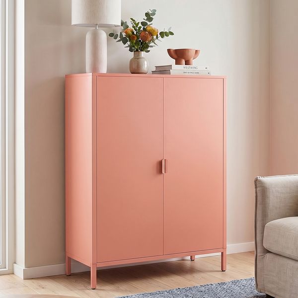 skølm 'Ituri' Kommode, Metall, terrakotta, 120x80x38 cm, Highboard mit 3 Fächern