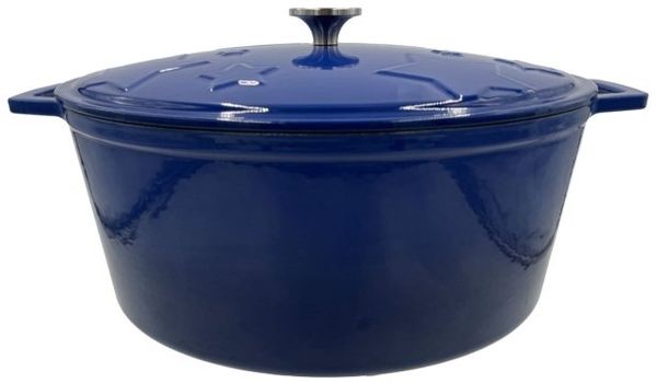 Grillfürst Dutch Oven Sternentöpfchen / Gusseisen Bräter - emailliert - L - blau