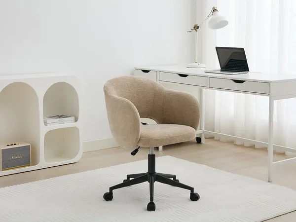 Vente-unique - ACACILIO Office chair Stoff Beige - B 58 cm x H 85 cm77 cm x L 56,5 cm