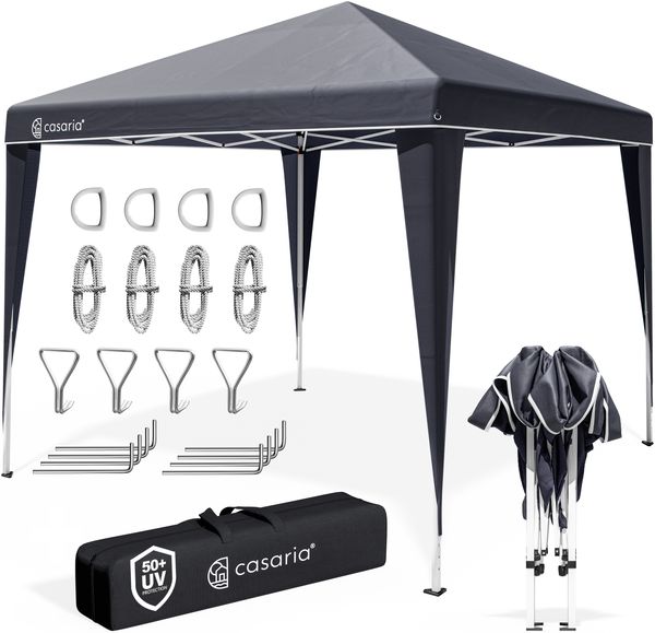 CASARIA® 'Capri' Pop-Up Faltpavillon inklusive Tasche, wasserdicht, UV-Schutz 50+, Stahl / Polyester, Anthrazit, 3x3 m