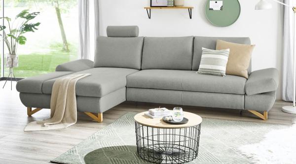 Ecksofa Skalm in grau mit Bettfunktion 284 cm