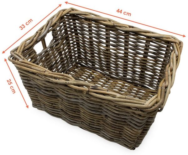 Spetebo Aufbewahrungskorb Rattan Aufbewahrungkorb rechteckig shabby grau (Anzahl, 1 St, Stück), mit 2 Griffen