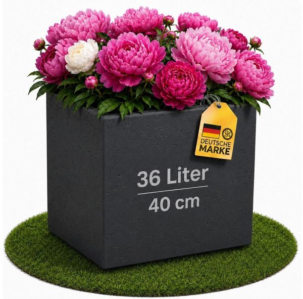 ONDIS24 Pflanzkübel Caro Beton Optik Blumenkübel mit Rollen aus Kunststoff 100% Recycled, frostsicher und UV-beständig