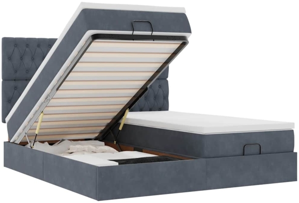vidaXL Ottoman-Bett mit Matratzen & LEDs Dunkelgrau 200x200 cm Samt 3314646
