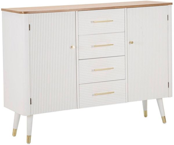 Dmora Kommode Acute, Wohnzimmerbuffet, Wohnzimmer-Sideboard, Moderne Küchen-Speisekammer, 117x37 h90 cm, Weiß und Braun