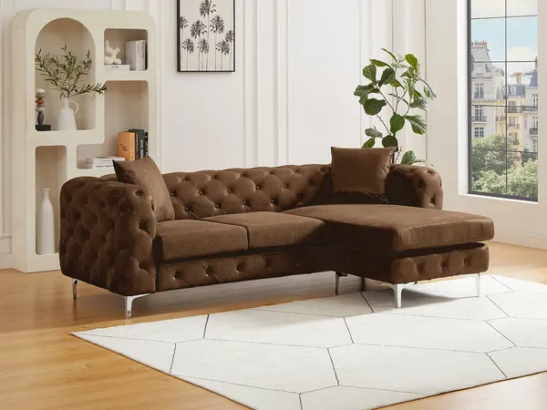 Vente-unique - EDWINA Sofa Stoff Braun - B 155 cm x H 74 cm x L 238 cm