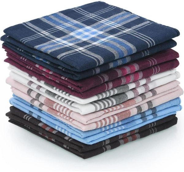 URAQT 12er Pack Herren Stoff Taschentücher Baumwolle 36cm x 36cm