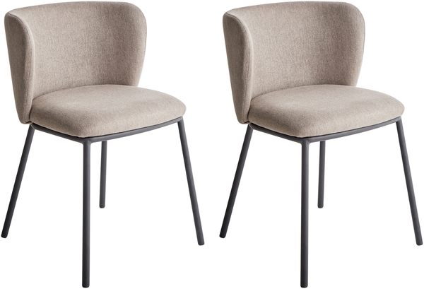 Esszimmerstuhl 2er Set MINA Stoff Taupe