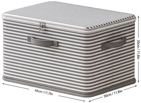 Luckice Aufbewahrungsbox 45x30x30cm Faltbare Aufbewahrungsbehälter mit Reißverschluss, (1 Stück/3 Stück,mit Deckel,3 Griffen, Aufbewahrung für Kleidung,faltbare Stoffbox mit Griffen), für Kleidung, Decken,für Schlafzimmer, Schrank