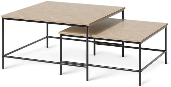 Couchtisch-Set Ramio Eiche/Schwarz 80x80 cm 2 Teile Vicco