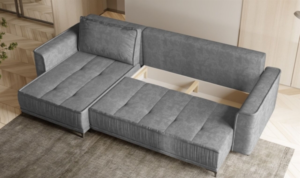 Ecksofa Schlafsofa Sofa JUNA Stoff Terra Beige Ottomane Links Bild 3