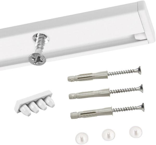 Deco-Raum Gardinenschiene Minimal, 1-läufig, Wunschmaßlänge, kürzbar, Deckenmontage, verschraubt, Aluminium, Komplett-Set vorgebohrt