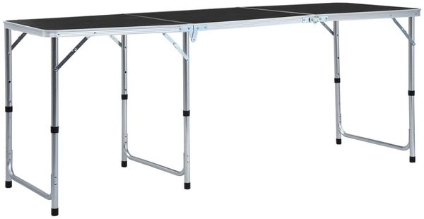 vidaXL Klappbarer Campingtisch Grau Aluminium 180 x 60 cm 48175
